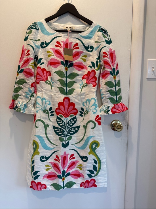 Boden Dresses & Skirts - Boden White Dress with Pink, Green & Teal Floral Print
